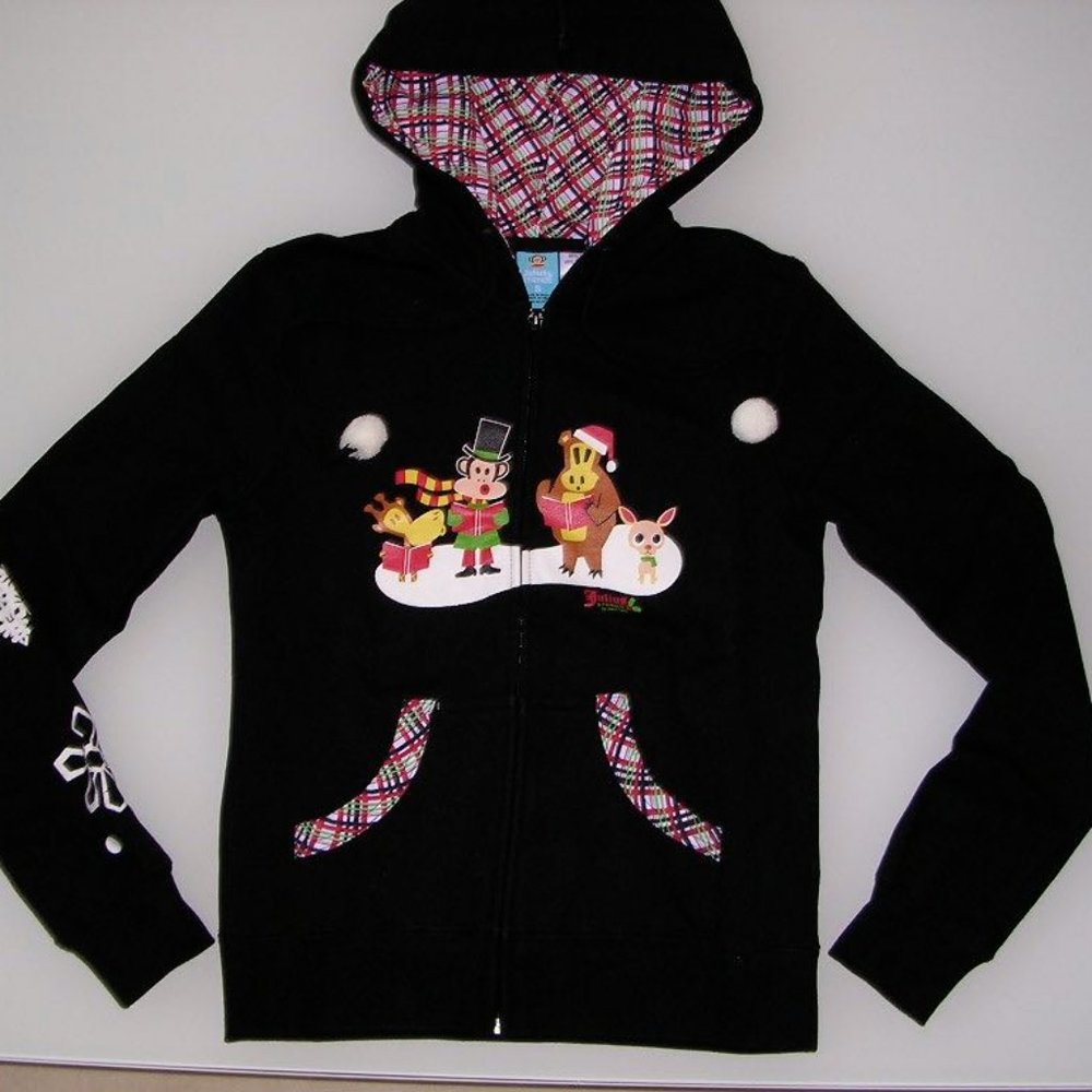GENUINE PAUL FRANK CHRISTMAS ZIP HOODY BLACK